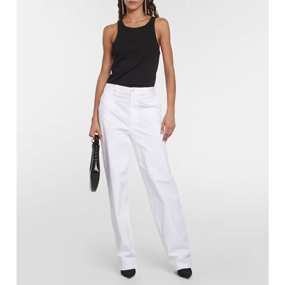 New Nili Lotan  Eliot Boy Chino Pants Size 2 in Solid White Cotton Blend - Picture 1 of 7